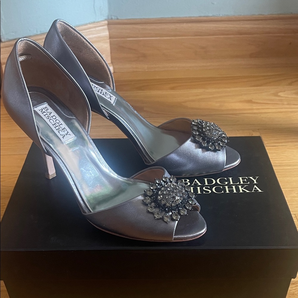 Badgley Mischka Metallic Heels with Embellishments